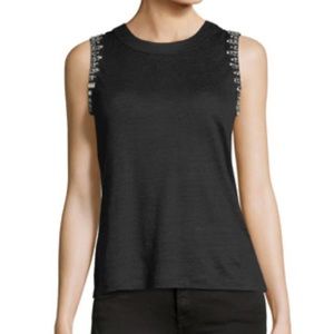 [GENERATION LOVE] Alanis Embellished Crewneck Sleeveless Linen Top